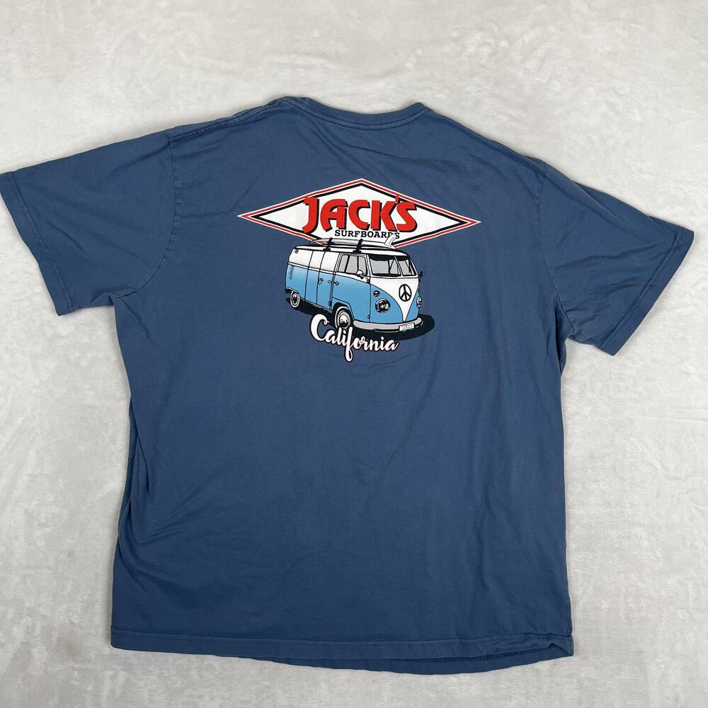 Jacks Surfboards T-Shirt Mens 2XL Blue Van California Graphic Tee Retro VTG